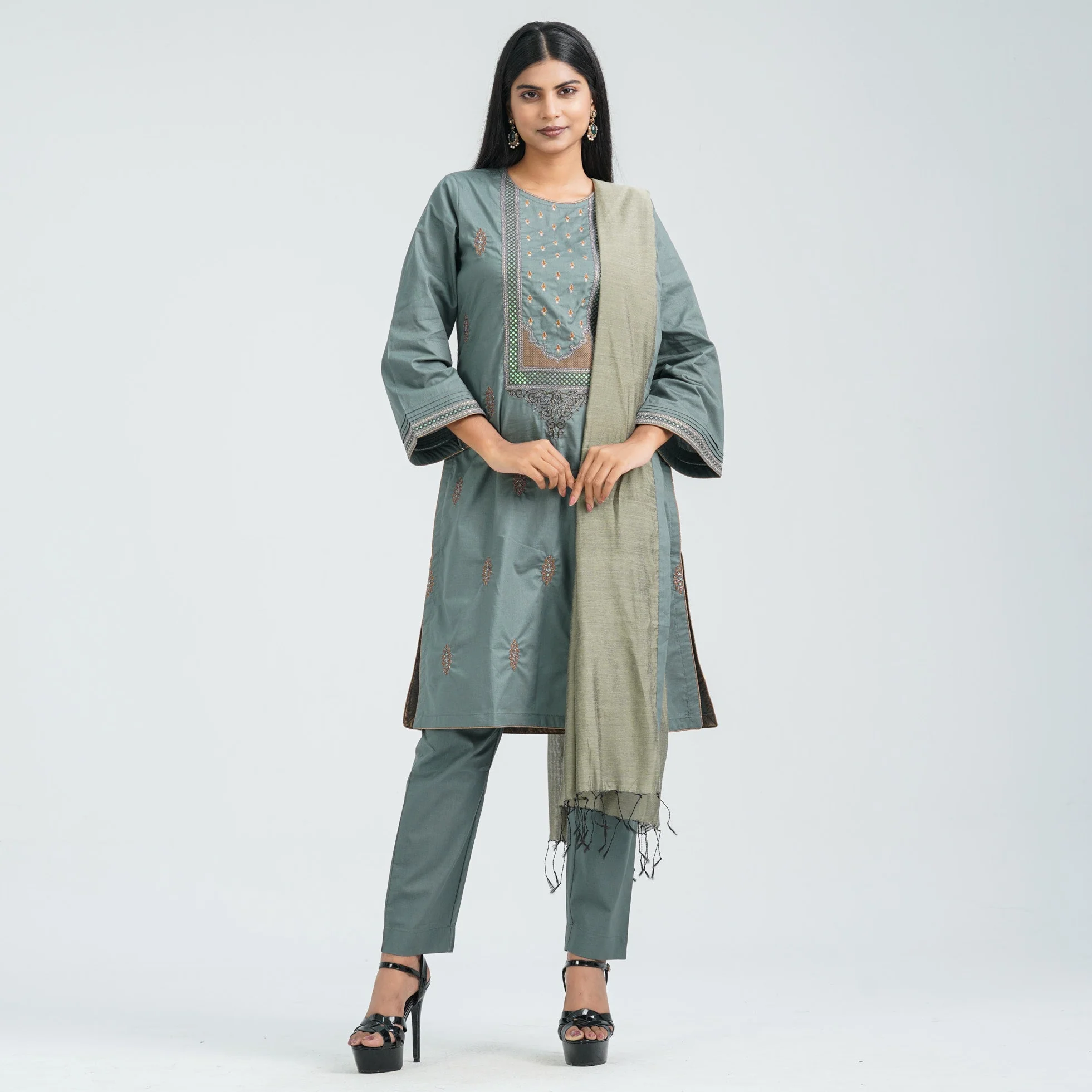Women’s Cotton Embroidered Three Piece Set