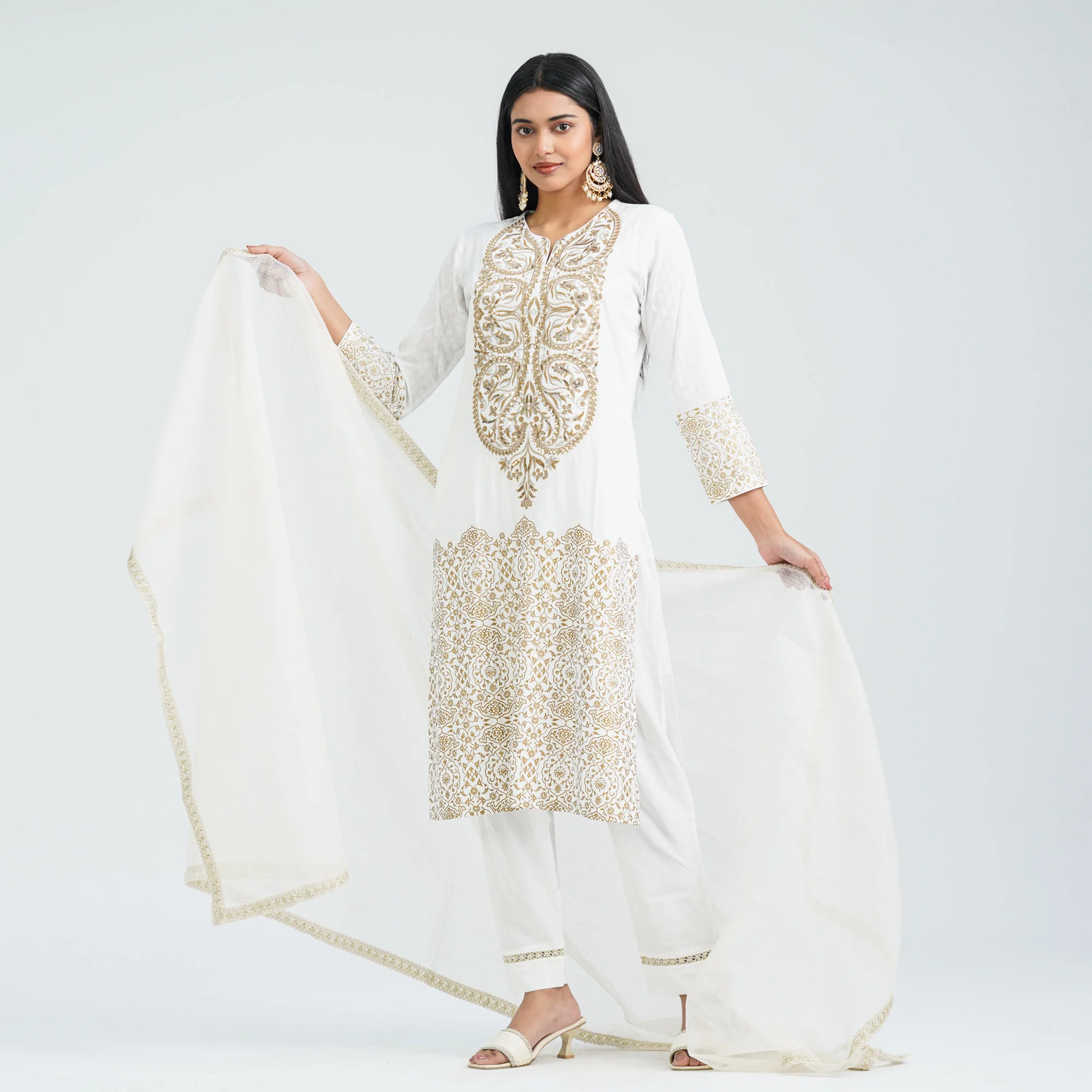 Women’s Cotton Embroidered Three Piece Set