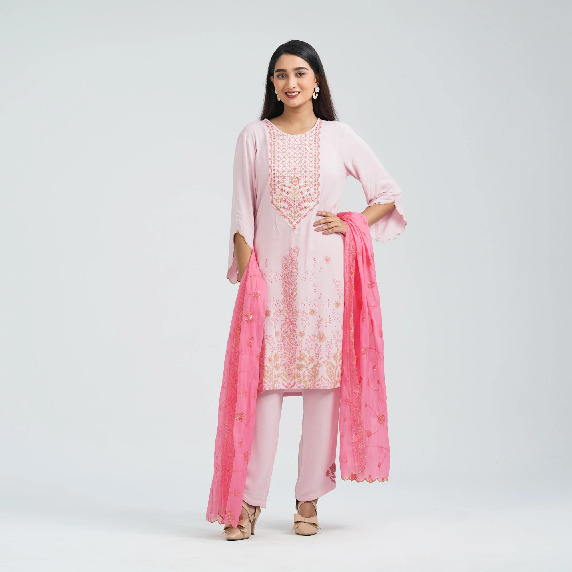 Women’s Viscose Embroidered Three Piece Set